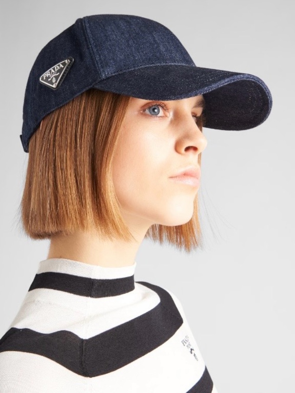 Prada Dark Denim Baseball Cap with Triangle Logo Sz M Offers welcomed!